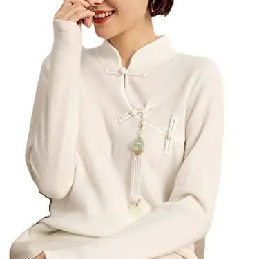 Weißer Damen Kaschmir-Set aus Pullover und Haremhose, Zweiteiler, Größe XL