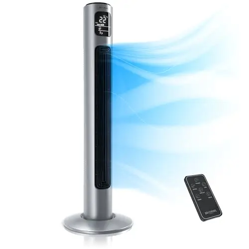 Brandson Turmventilator mit Fernbedienung, 96 cm, leise, 3 Geschwindigkeiten, 3 Modi, Timer, stand- und oszillierend