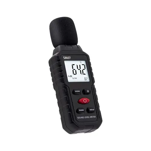 Tolesum Schallpegelmessgerät Digital 30-130 dB mit LCD-Display für Büro, Baustelle, Fabrik