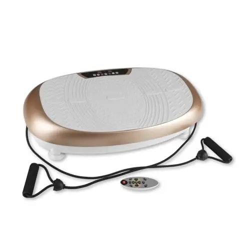 VITALmaxx Vibrationstrainer mit 30 Stufen und LCD-Display | Ganzkörpertraining zu Hause mit Expander und Fernbedienung