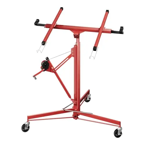 Wiltec XXL Plattenheber bis 68 kg, Höhe 140-350 cm, Trockenbau Montagehilfe mit 3 Rädern, rot