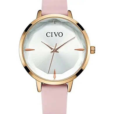 CIVO Damen Analog Quarz Uhr mit Lederarmband - Elegant & Klassisch