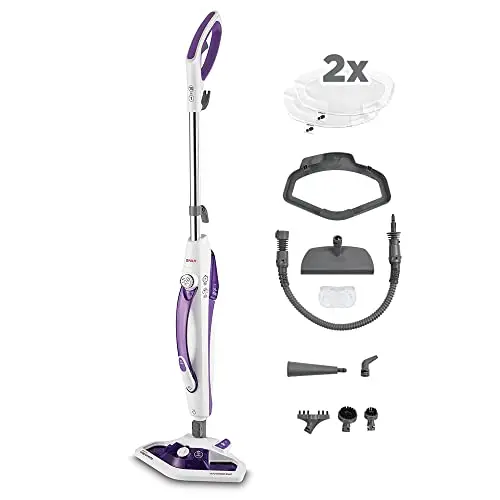 Polti Vaporetto SV440 Double – 2-in-1 Dampfreiniger, Boden- & Handgerät, abnehmbarer Wassertank, Weiß/Violett