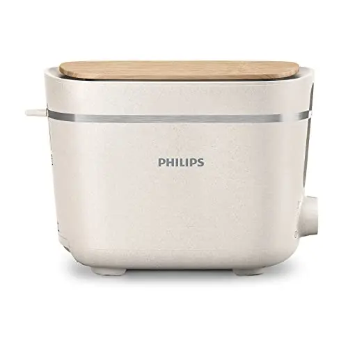 Philips Toaster Eco Conscious Edition - 2 Schlitze, Brötchenaufsatz, seidenweiß-matt (HD2640/10)