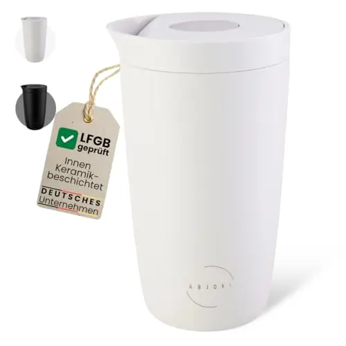 Abjoki Thermobecher 350ml SNUG – Auslaufsicherer Edelstahl-Kaffeebecher, isolates 6h, Off White