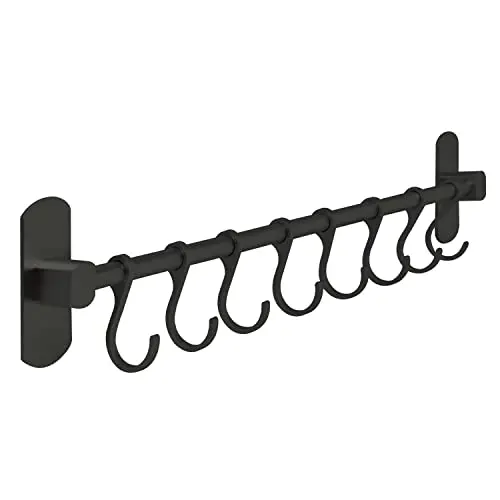 joeji's Kitchen Hakenleiste - Selbstklebende Küchenstange für Utensilien (Schwarz)