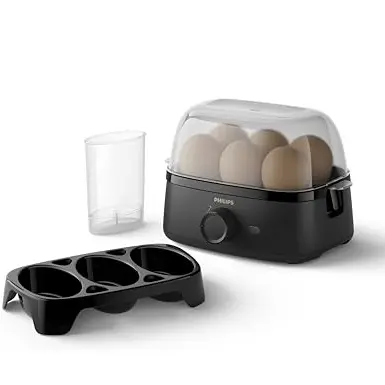 Philips Eierkocher 3000, Schwarz, für bis zu 6 Eier