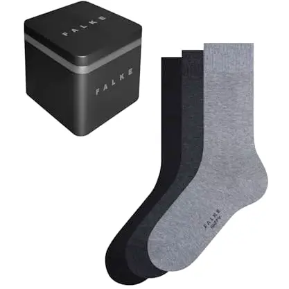 FALKE Herren Socken Happy Box Uni Multipack 3 Paar, Mehrfarbig Black Grey Mix 0010, Größe 43-46