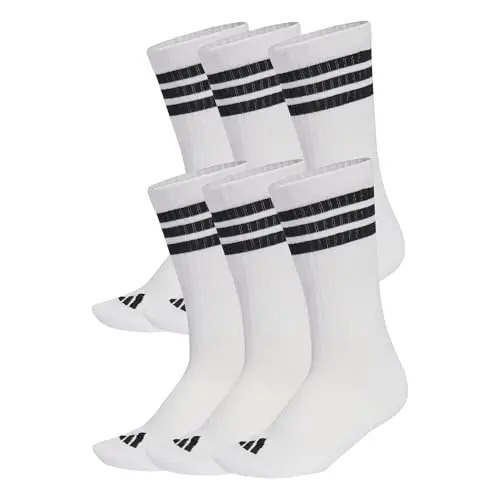 adidas 3 Streifen Essentials Unisex Sportsocken 6er Pack, weiß/schwarz, Größe 45-48