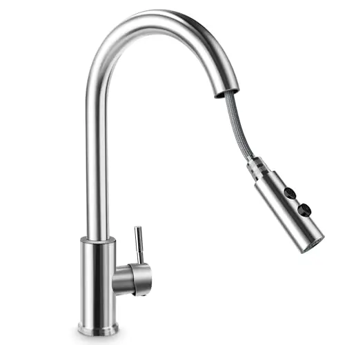 Küchenwasserhahn mit flexiblem Auslauf aus Edelstahl