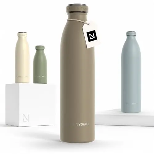 LARS NYSØM Edelstahl Trinkflasche 750ml - Auslaufsichere Thermosflasche für Sport und Outdoor (Taupe Brown)