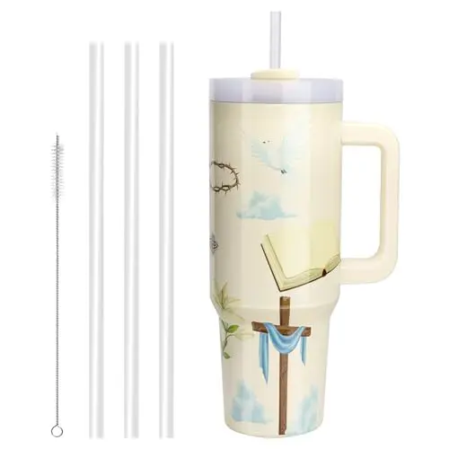 WALLFID 40oz Edelstahl Thermobecher mit Deckel & 3 Strohhalmen - Ideal für Kaffee, Tee und Smoothies
