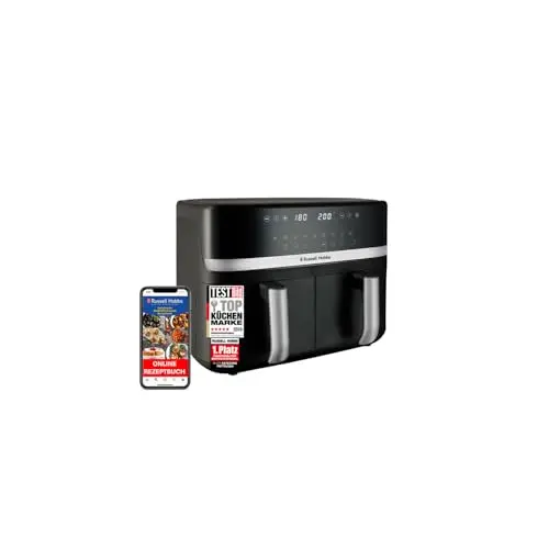 Russell Hobbs Heißluftfritteuse 9L Rapid AirFryer mit 2 Kammern und 9 Programmen, spülmaschinenfest