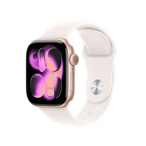 Apple Watch Series 11 GPS 42 mm mit Roségold Aluminiumgehäuse und Blassrosafarbenem Sportarmband