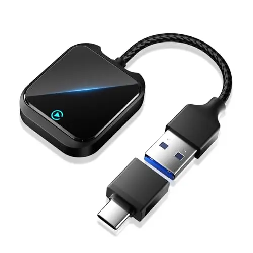 PTGTO Wireless CarPlay & Android Auto Adapter, USB-A/USB-C, Plug & Play, iOS 10+/Android 10+