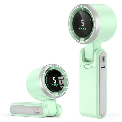 KARFUN Handventilator, tragbarer Mini-Tischventilator mit 5 Geschwindigkeiten – wiederaufladbar, ideal für Büro & Outdoor, grün