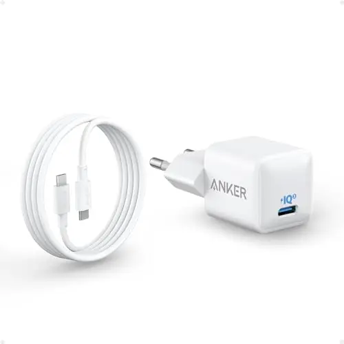 Anker 511 USB C Ladegerät 20W - Kompaktes Schnellladegerät mit 180cm Kabel für iPhone 16/15 und iPad Pro