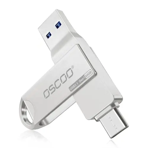 OSCOO 64GB USB Stick USB 3.1 Dual USB-C & USB-A Speicher für Android, Tablets, Laptops