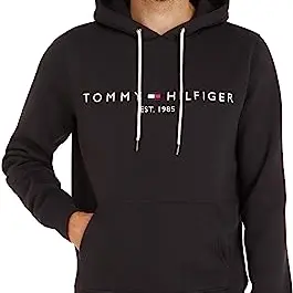 Tommy Hilfiger Herren Hoodie mit Kapuze, Schwarz, Größe L
