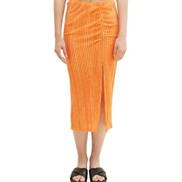 TOM TAILOR Damen Rock mit Schlitz, Mango Batik Vichy Print