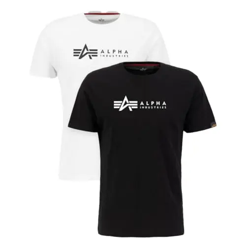 Alpha Industries Herren T-Shirt 2er Pack, Schwarz/Weiß, M