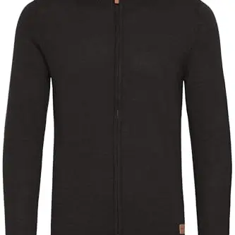 Blend Herren Strickjacke Cardigan mit Stehkragen und Reißverschluss, Baumwollmischung, Größe XXL, Farbe Schwarz