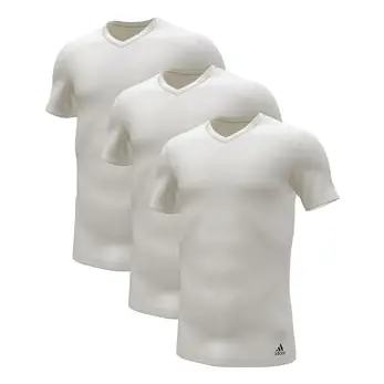 Adidas Herren T-Shirt (3er Pack) V-Ausschnitt, Weiß, Gr. S-3XL