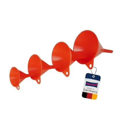 Hünersdorff Trichter-Set 4-teilig, Rot – Robuste Einfülltrichter für Küche, Bad & DIY