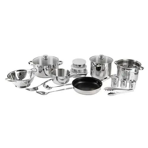 RENBERG LUCA - 18-teiliges Edelstahl-Kochgeschirr-Set - Ideal für alle Kochbereiche