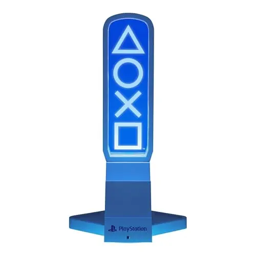Paladone PlayStation 3-in-1-Kopfhörerständer & Ladestation mit Controller-Halterung, 2 USB-C, RGB-Licht, offiziell lizenziert für Gamer