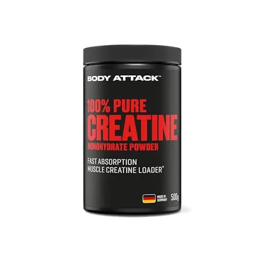 Body Attack Creatin Monohydrat 500 g - Hochwertiges Kreatin Pulver - Reines Kreatin zum Selbstdosieren - Made in Germany