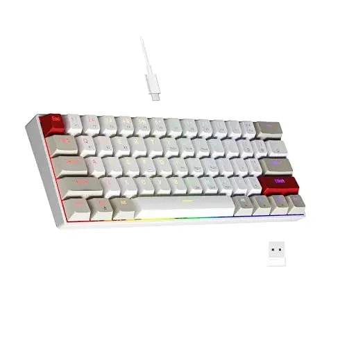 Newmen GM610 Kabellose Gaming Tastatur 60% TKL Mini QWERTY - RGB Beleuchtung, Hot Swap, Rote Schalter