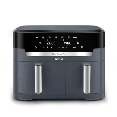 Tefal Dual Easy Fry XXL Heißluftfritteuse 11 l mit 2 Kammern, 7 Programme, digital Display, fettarm & energiesparend