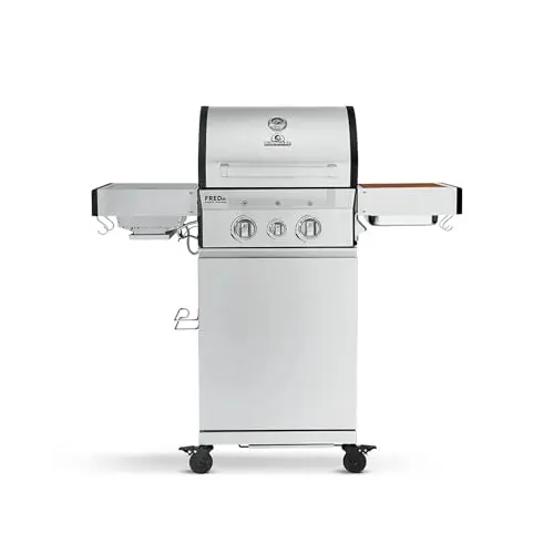 BURNHARD 2-Brenner Gasgrill FRED Jr. Deluxe Series 3 mit Infrarotbrenner, Grillrost und klappbaren Seitentischen