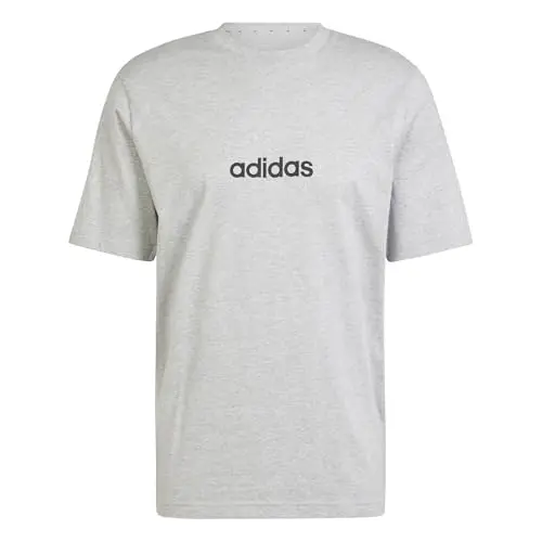 Adidas Essentials LINEAR T-Shirt für Herren, Grau Schwarz, XXL