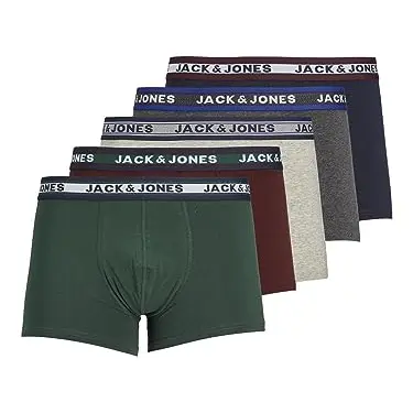 JACK & JONES Herren Jacoliver Trunks 5er Pack Boxershorts, Dunkelgrau, Größe M