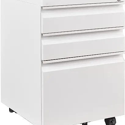 Rollcontainer abschließbar für Büro und Dokumente, 39 x 50 x 62 cm, weiß