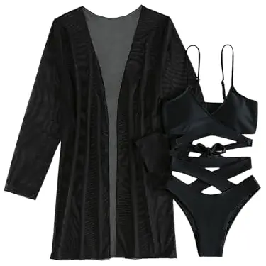Slakerbe Damen-Badeanzug Hoodie - schwarzes Bikinidesign für den Frühling 2024