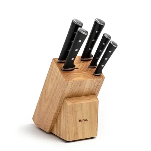 Tefal K232S5 Ice Force Messerblock aus Holz mit 5 Messern