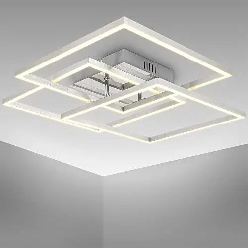 B.K.Licht LED Deckenlampe, schwenkbar, warmweiß, 40W, 4000 Lumen, 56,8x56,8x9,5 cm, Chrom