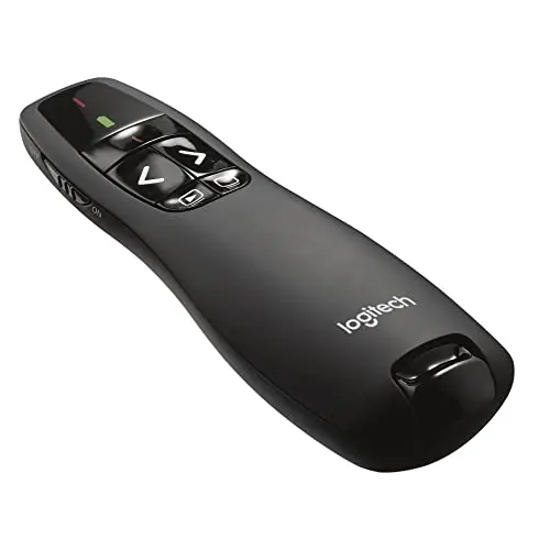 Logitech R400 Presenter - Kabellose 2.4 GHz Verbindung, 15m Reichweite, Roter Laserpointer, 6 Tasten, Schwarz