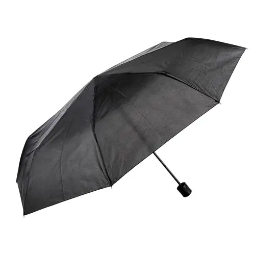 Idena 50107 Taschenschirm Schwarz – manueller Regenschirm mit Hülle, Durchmesser 100 cm
