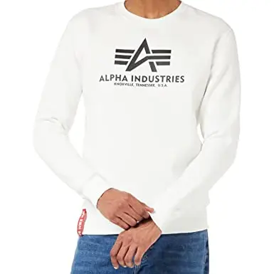 Alpha Industries Herren Pullover Sweatshirt, Weiß, Größe L