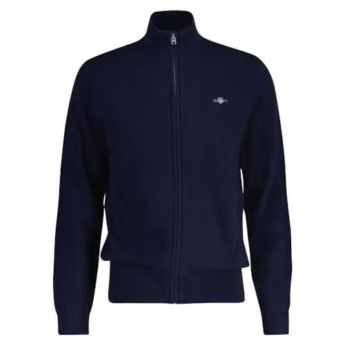 Gant Herren Zip Cardigan aus extrafeiner Lambswool, Marine, Größe M