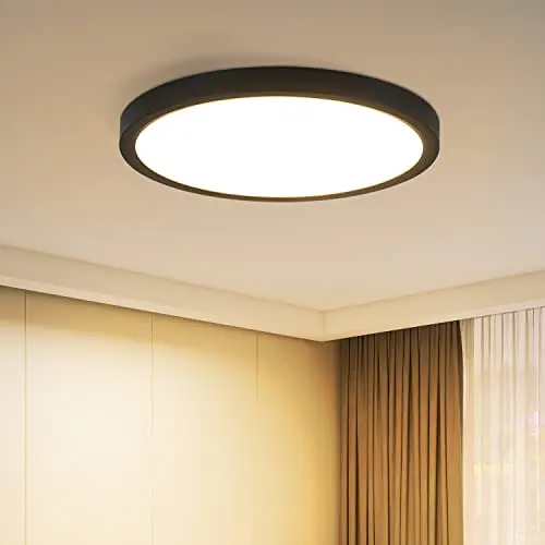 ZMH LED Deckenleuchte Flach - Küchenlampe Schwarz 15W Rund Ø18cm für Schlafzimmer, Bad und Flur