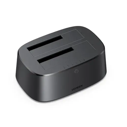 UGREEN Festplatten Dockingstation für 2,5''/3,5'' SATA HDD & SSD, Dual Bay mit Offline-Klonfunktion