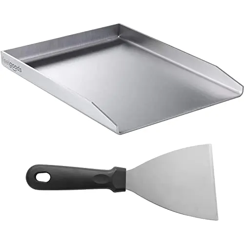 Smartpeas Edelstahl Grillplatte 30x40 cm für Kohle- und Gasgrills - Ideal für Burger und Spiegelei - Inklusive Grillspachtel