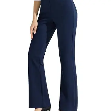 Libin Damen Bootcut Anzughose - Elegante Stretchhose mit 4 Taschen, hohe Taille, 74 cm Innennähte, Marineblau, Größe 34