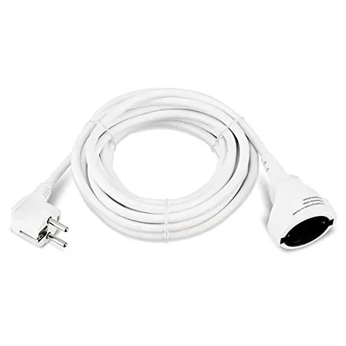 REV Verlängerungskabel 5m mit Winkelstecker - 3680W, weiß
