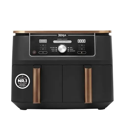 Ninja Foodi MAX Dual Zone Heißluftfritteuse, 9,5 L, 2 Fächer, 6 Funktionen, kupfer/schwarz